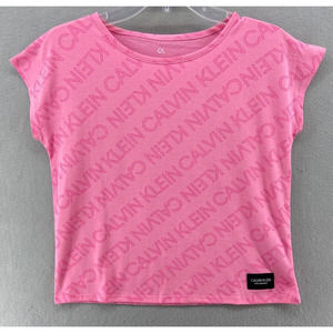 Calvin‎ Klein Performance T-Shirt Woman XL 16 Pink Cropped All Over Print NWT